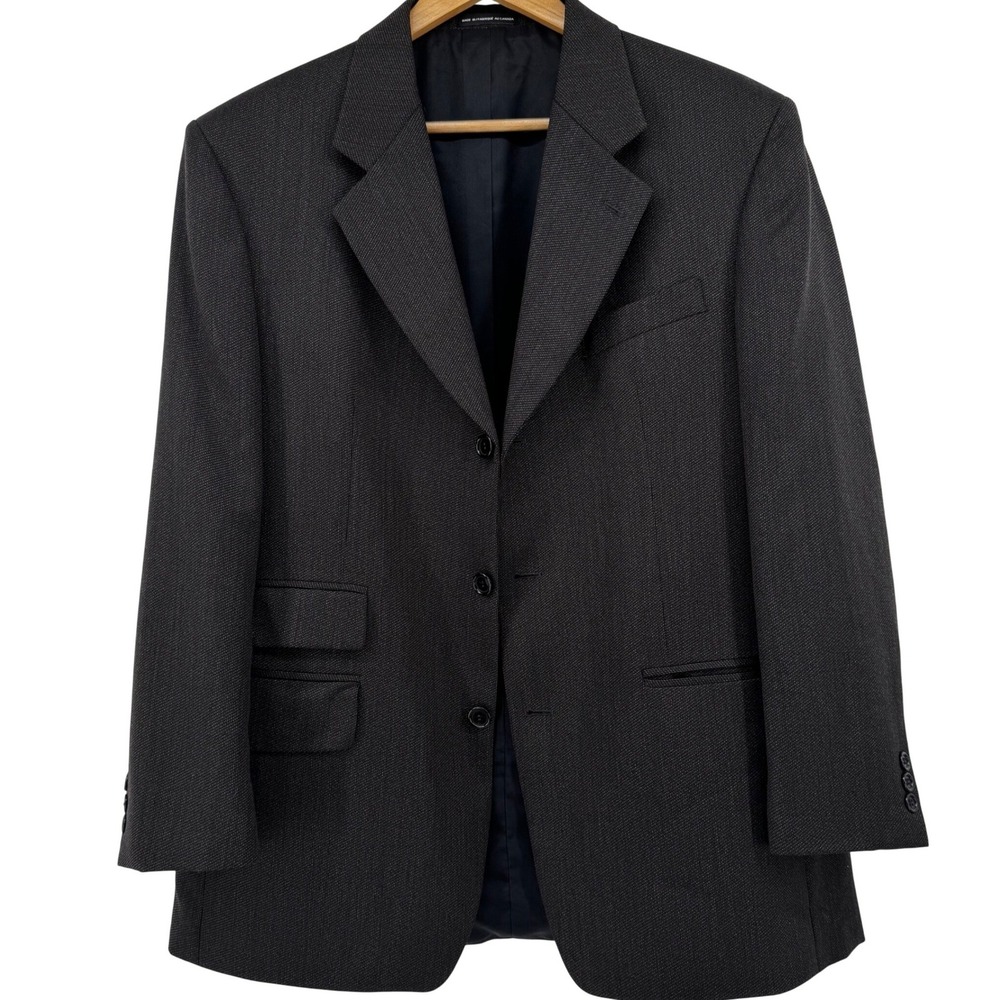 VTG Bill Blass Black‎ Label Men 42 S Pure Wool Blazer Sport Coat Charcoal Grey